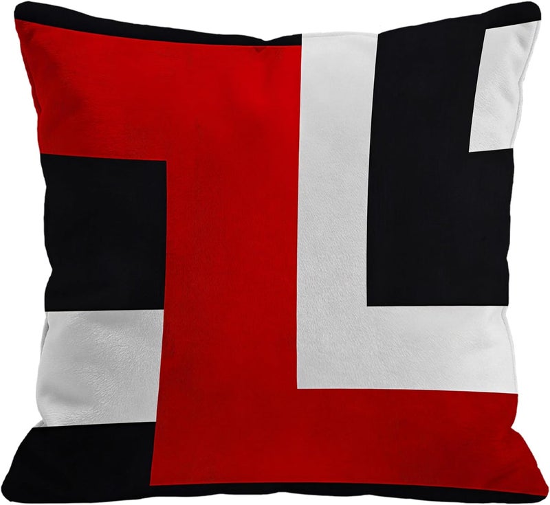 Identiy Red and Black Geometric Throw Pillow Cover 18x18 Inch Pack of 1, Modern Abstract Art Decorative Pillow Case, Lumar Cushion Pillow Cover for Home Sofa Couch Indoor Outdoor - Image 1