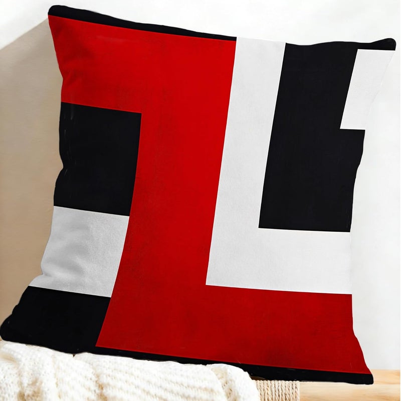 Identiy Red and Black Geometric Throw Pillow Cover 18x18 Inch Pack of 1, Modern Abstract Art Decorative Pillow Case, Lumar Cushion Pillow Cover for Home Sofa Couch Indoor Outdoor - Image 5