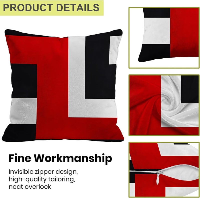 Identiy Red and Black Geometric Throw Pillow Cover 18x18 Inch Pack of 1, Modern Abstract Art Decorative Pillow Case, Lumar Cushion Pillow Cover for Home Sofa Couch Indoor Outdoor - Image 3