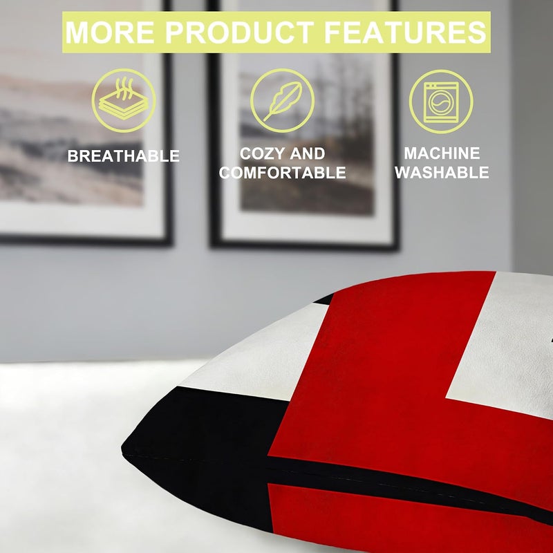Identiy Red and Black Geometric Throw Pillow Cover 18x18 Inch Pack of 1, Modern Abstract Art Decorative Pillow Case, Lumar Cushion Pillow Cover for Home Sofa Couch Indoor Outdoor - Image 4