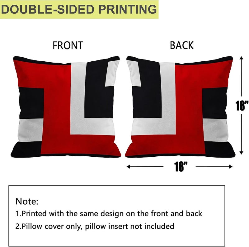 Identiy Red and Black Geometric Throw Pillow Cover 18x18 Inch Pack of 1, Modern Abstract Art Decorative Pillow Case, Lumar Cushion Pillow Cover for Home Sofa Couch Indoor Outdoor - Image 2