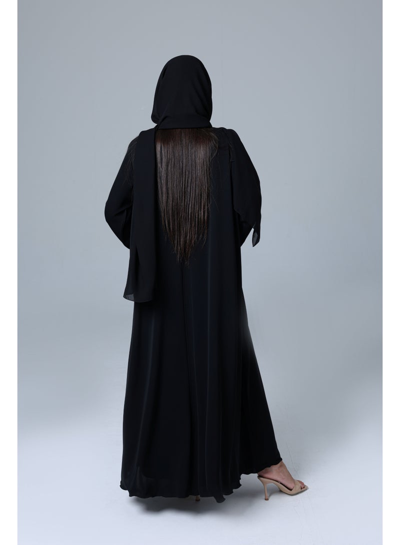 IKKXA Plain Soild Casual Black Abaya - Image 3