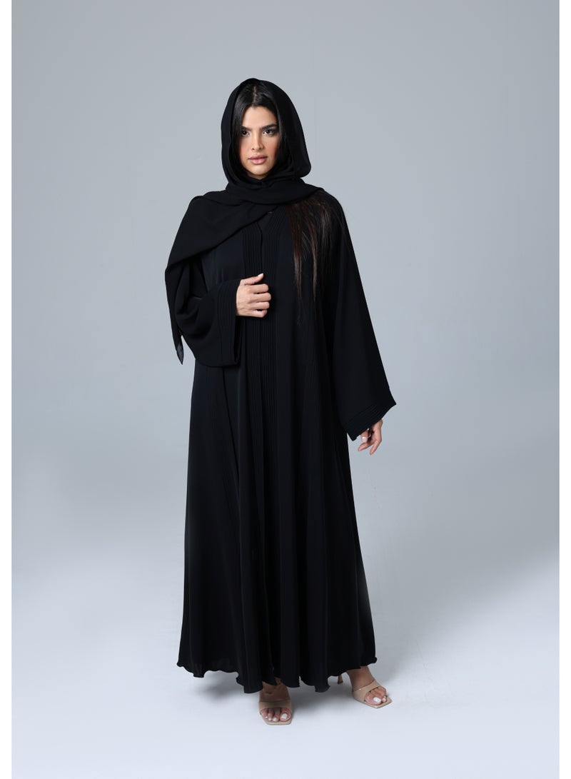 IKKXA Plain Soild Casual Black Abaya - Image 1