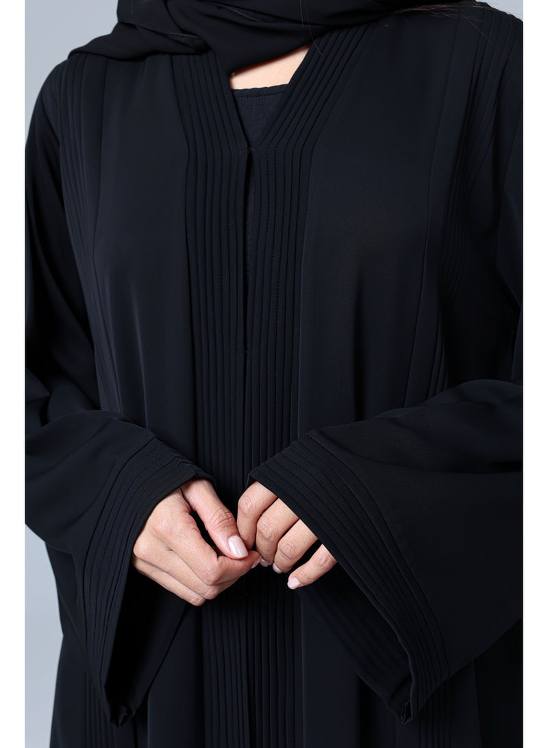 IKKXA Plain Soild Casual Black Abaya - Image 2