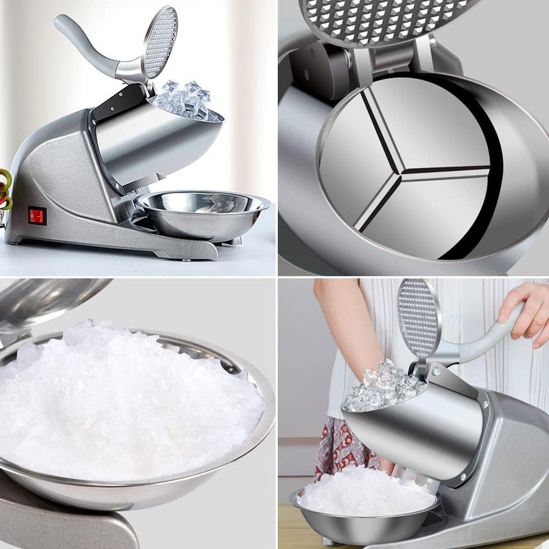 XENGVA XENGVA Electric Block Ice Crusher Machine for Ice Cube Breaker Hand Crank Crusher Masher Mixer Grinder Chopper Snow Cone Maker Shaved Ice Gola Maker Machine for Summer Ice Cream Ice Dish Stick Gola  - Image 4