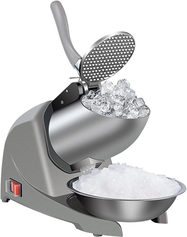 XENGVA XENGVA Electric Block Ice Crusher Machine for Ice Cube Breaker Hand Crank Crusher Masher Mixer Grinder Chopper Snow Cone Maker Shaved Ice Gola Maker Machine for Summer Ice Cream Ice Dish Stick Gola  - Image 1