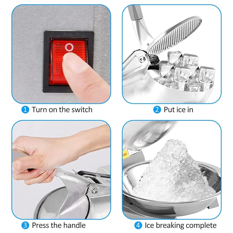 XENGVA XENGVA Electric Block Ice Crusher Machine for Ice Cube Breaker Hand Crank Crusher Masher Mixer Grinder Chopper Snow Cone Maker Shaved Ice Gola Maker Machine for Summer Ice Cream Ice Dish Stick Gola  - Image 3
