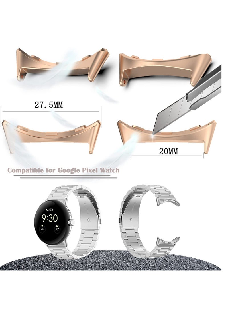 Compatible For Google Pixel Watch 2 Connector, 20 mm Stainless Steel Replaceable Connection Adapter For Google Pixel Watch 2 Accessories, Pixel Watch Band Connector Adapter, Rose Gold - Image 3