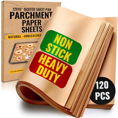 Baker's Signature Parchment Paper Sheets for Baking 12x16 In 120 Pcs by Bakers Signature  Precut NonStick  Unbleached  Will Not Curl or Burn NonToxic  Comes in Convenient Packaging 