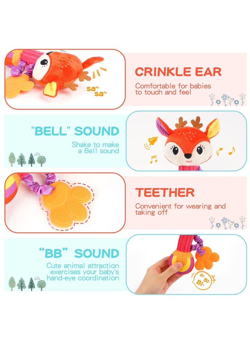 SYOSI 2 Pcs Baby Rattles, Soft Stuffed Rattle for Babies 0-6 Months Hand Grip Toys Shaker Newborn Gift Boy Girl - Image 3