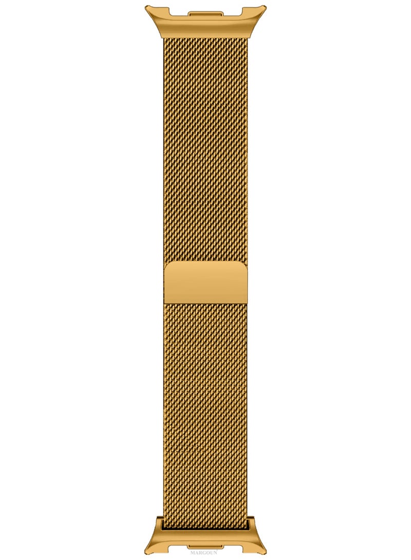 Milanese Metal Band for Samsung Galaxy Watch 8 Band 40mm 44mm/8 Classic 46mm, Mesh Magnetic Stainless Steel Loop Strap - Retro Gold - Image 3