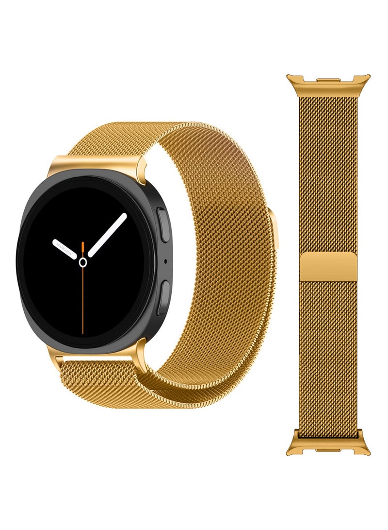 Milanese Metal Band for Samsung Galaxy Watch 8 Band 40mm 44mm/8 Classic 46mm, Mesh Magnetic Stainless Steel Loop Strap - Retro Gold - Image 4