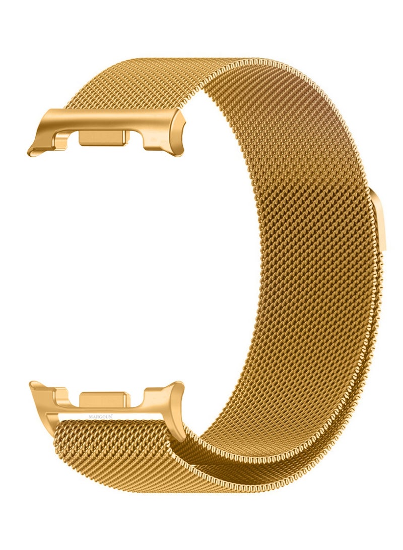 Milanese Metal Band for Samsung Galaxy Watch 8 Band 40mm 44mm/8 Classic 46mm, Mesh Magnetic Stainless Steel Loop Strap - Retro Gold - Image 2