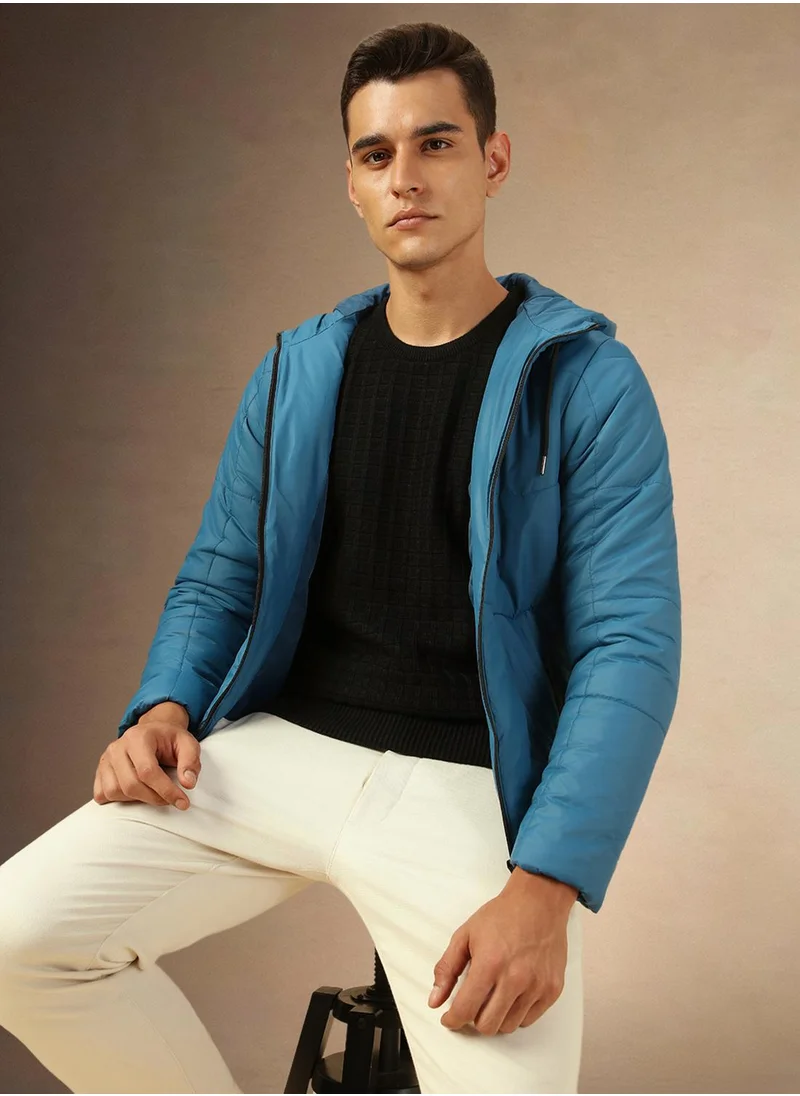 دينيس لينغو Men's Blue 100% Polyester Solid Regular Fit Jacket