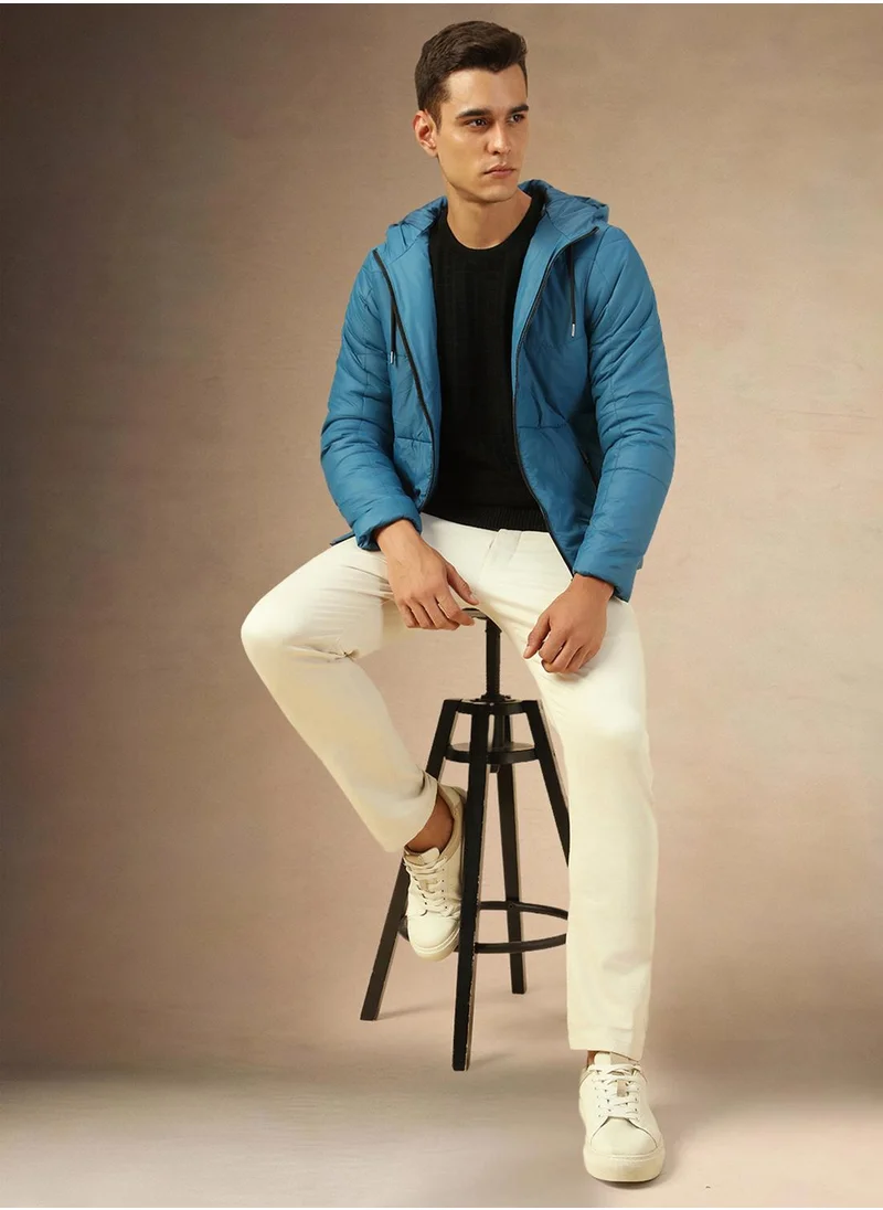 Dennis Lingo Men's Blue 100% Polyester Solid Regular Fit Jacket