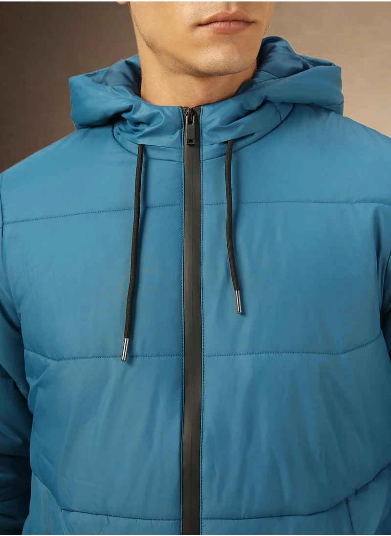 Dennis Lingo Men's Blue 100% Polyester Solid Regular Fit Jacket