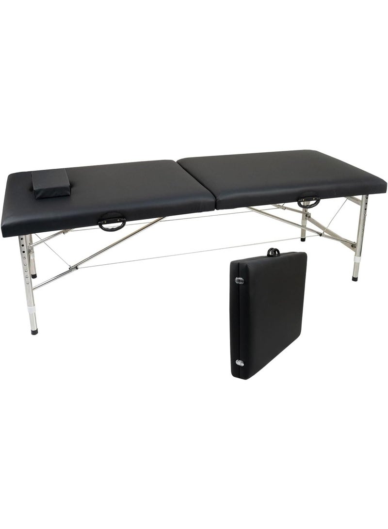 Meishida Portable Massage Table Professional Adjustable Folding Bed Lightweight Foldable Beauty Facial Table, Salon Massage Bed Spa Table with Carrying Bag & Headrest - Black  - Image 1