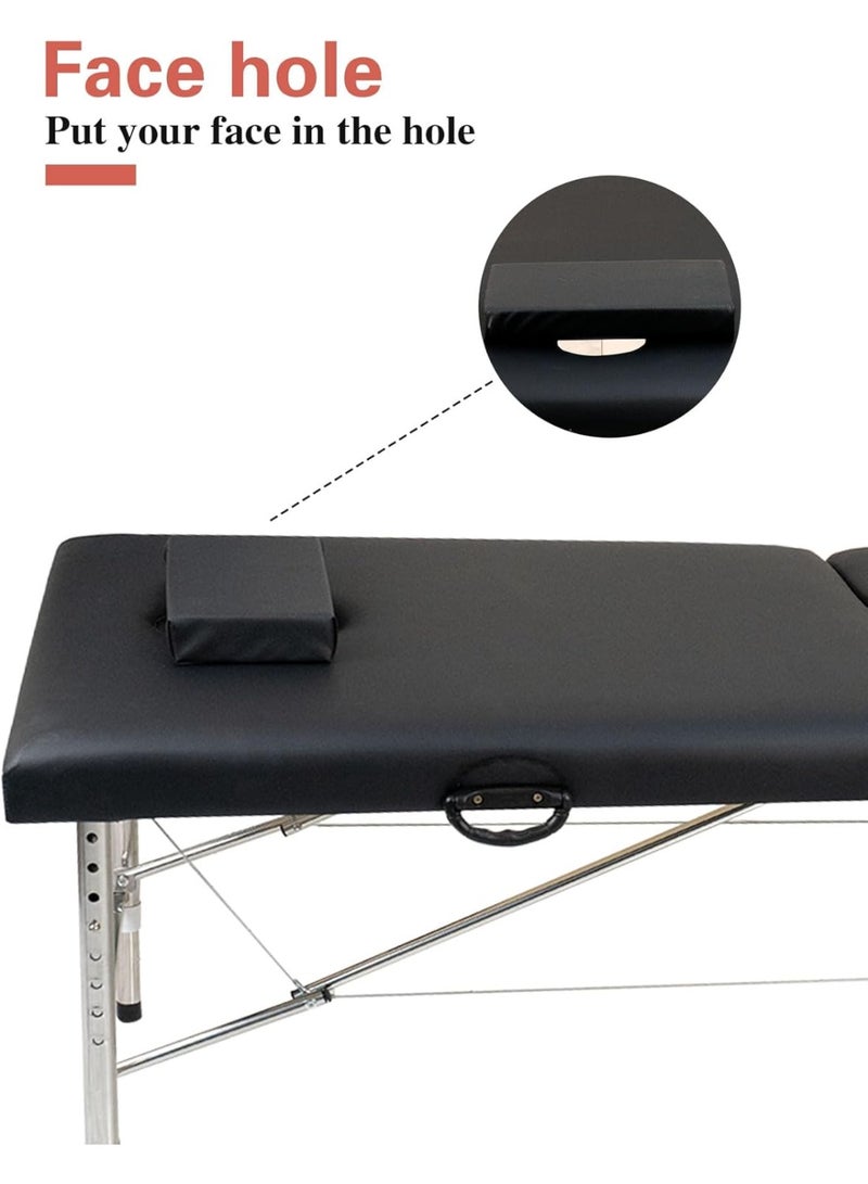 Meishida Portable Massage Table Professional Adjustable Folding Bed Lightweight Foldable Beauty Facial Table, Salon Massage Bed Spa Table with Carrying Bag & Headrest - Black  - Image 3