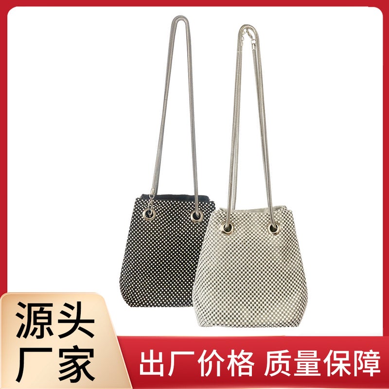 Internet Celebrity Bucket Bag Evening Bag Portable Evening Bag Women'S Diamond-Embedded Rhinestone Cheongsam All-Match Dress Banquet Bag - Image 2