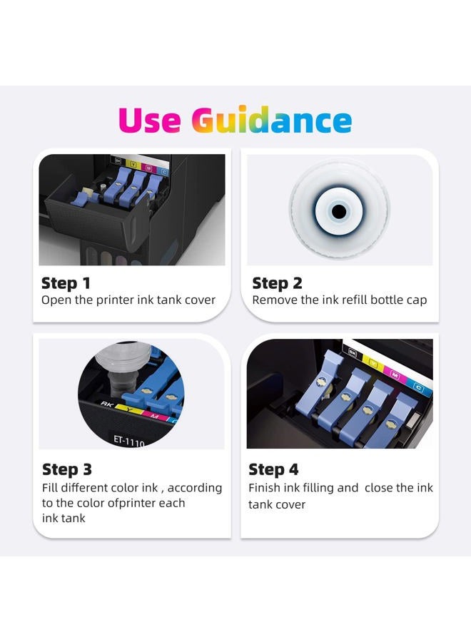 EXCERCUS 542 Ink Refill Bottle for Epson T542 Pigment Ink Compatible with Epson 16600 ET-5800 ET-5850 ET-5880 ET-16650 ST-C8000 ST-C8090 Printers (1Black, 1Cyan, 1Magenta, 1Yellow) - Image 3