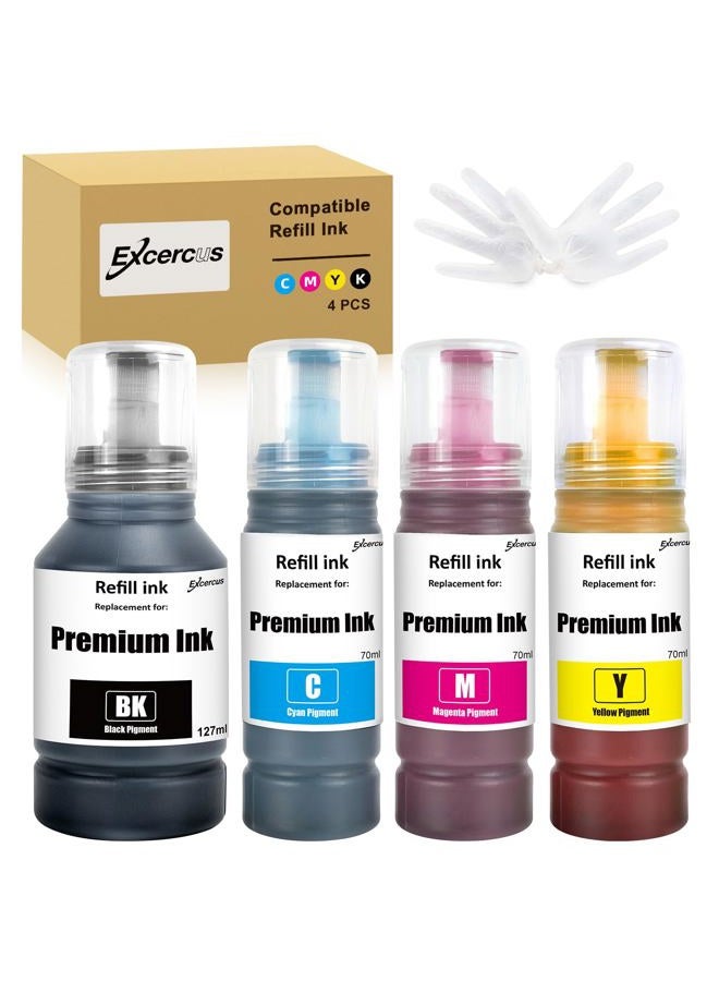 EXCERCUS 542 Ink Refill Bottle for Epson T542 Pigment Ink Compatible with Epson 16600 ET-5800 ET-5850 ET-5880 ET-16650 ST-C8000 ST-C8090 Printers (1Black, 1Cyan, 1Magenta, 1Yellow) - Image 1
