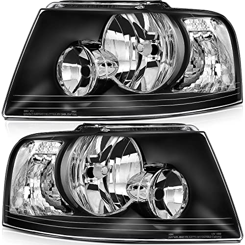 LBRST Headlight Assembly For Ford For Expedition 2003-2006 Black Housing Clear Reflector Clear Lens Driver and Passenger Side Headlamp - Image 1
