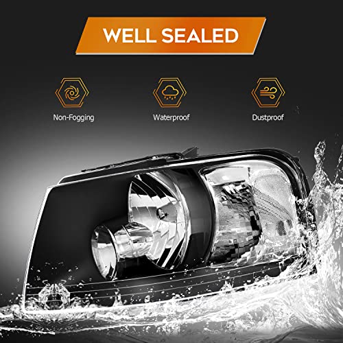 LBRST Headlight Assembly For Ford For Expedition 2003-2006 Black Housing Clear Reflector Clear Lens Driver and Passenger Side Headlamp - Image 5