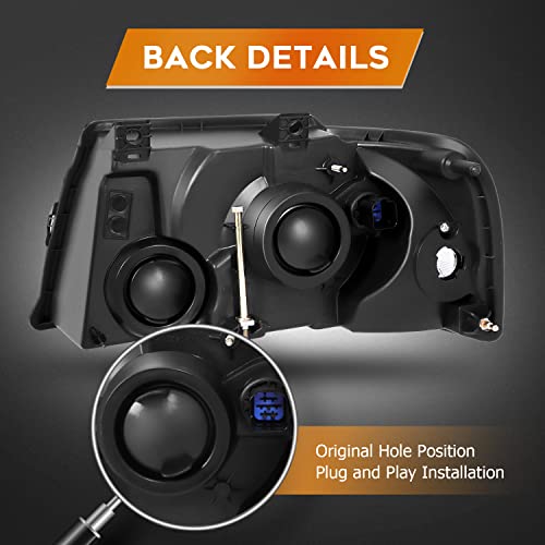 LBRST Headlight Assembly For Ford For Expedition 2003-2006 Black Housing Clear Reflector Clear Lens Driver and Passenger Side Headlamp - Image 4
