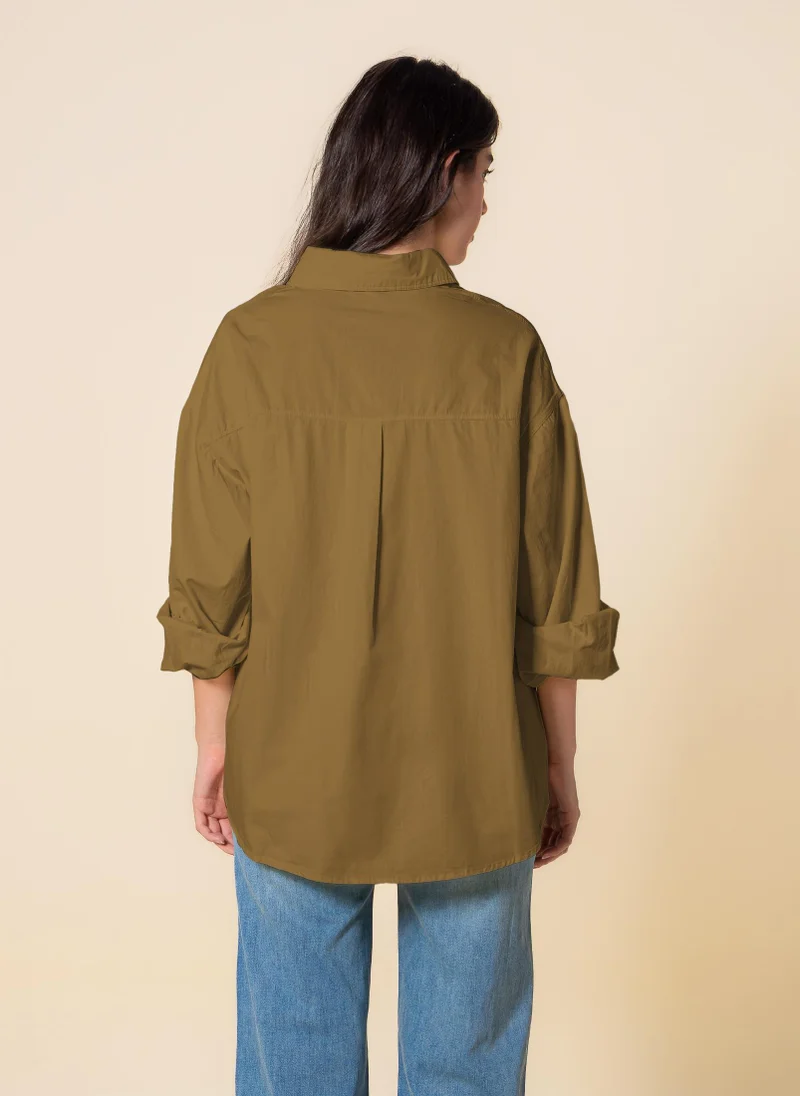 SHAPES DETAILED COTTON BLEND SHIRT