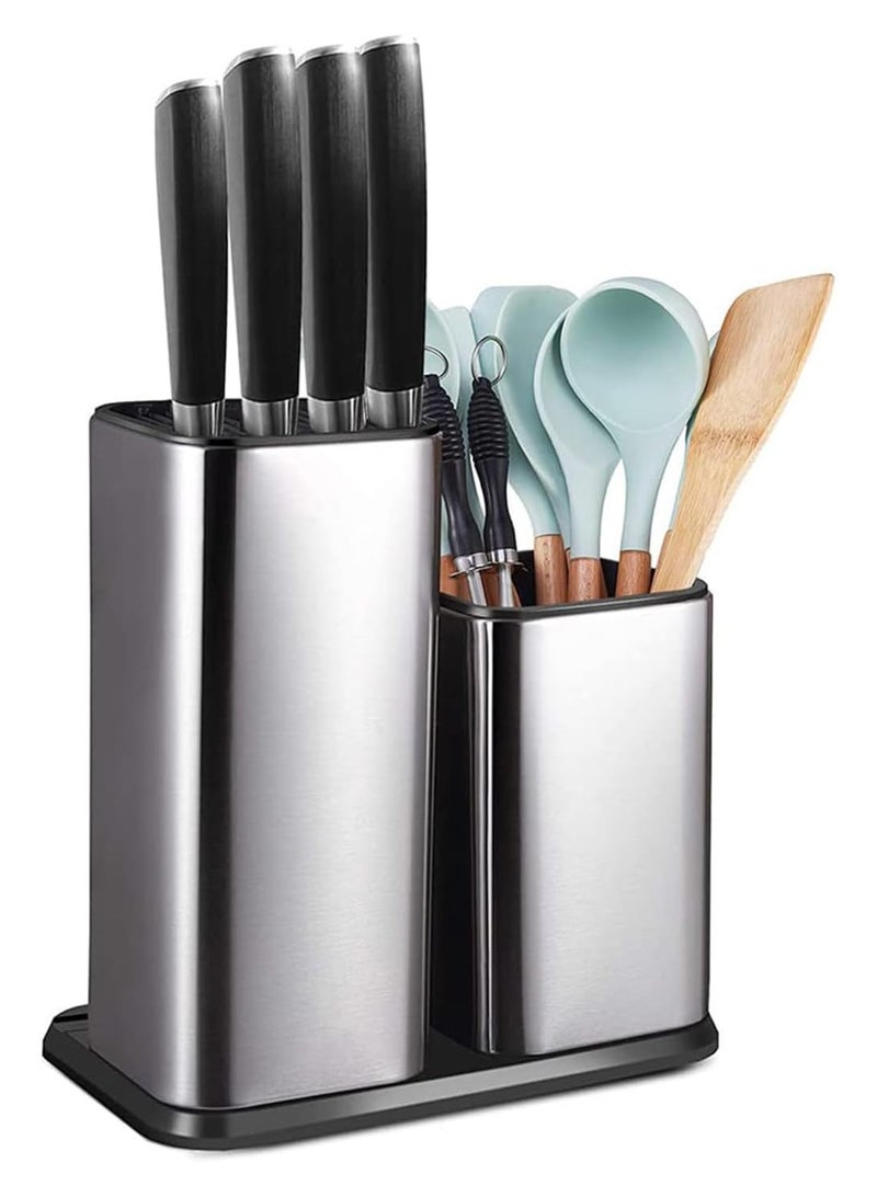 Kitchen Knife Holder, Modern Knife Utensil Holder for Counter, Stainless Steel Universal Knife Block Without Knives, Edge-Protect Knife Storage Organizer, Multi-function Knife Organizer - Image 1