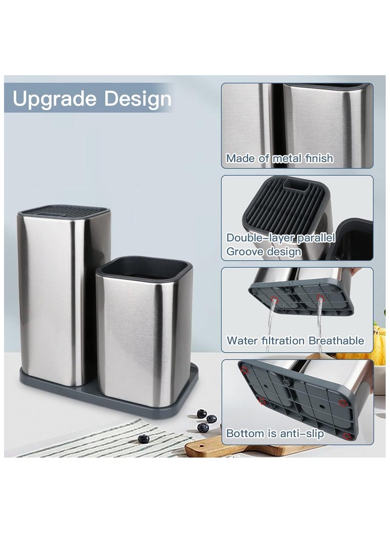 Kitchen Knife Holder, Modern Knife Utensil Holder for Counter, Stainless Steel Universal Knife Block Without Knives, Edge-Protect Knife Storage Organizer, Multi-function Knife Organizer - Image 2