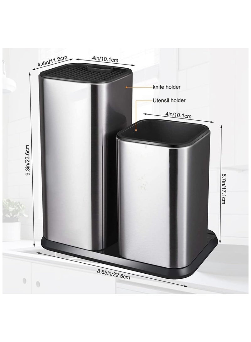 Kitchen Knife Holder, Modern Knife Utensil Holder for Counter, Stainless Steel Universal Knife Block Without Knives, Edge-Protect Knife Storage Organizer, Multi-function Knife Organizer - Image 4