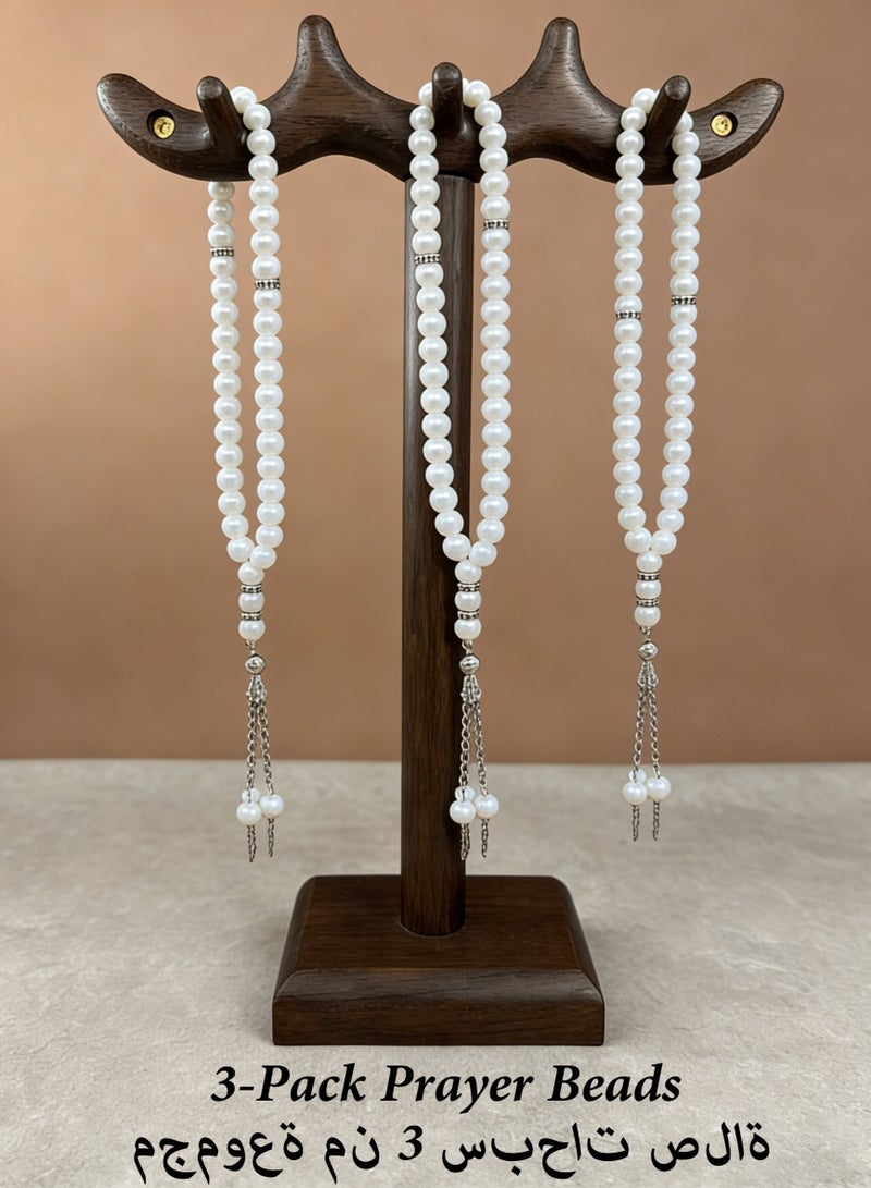 عام 3 قطع/33 لؤلؤة صناعية سبحة صلاة/تسبيح/8 مم - Image 1