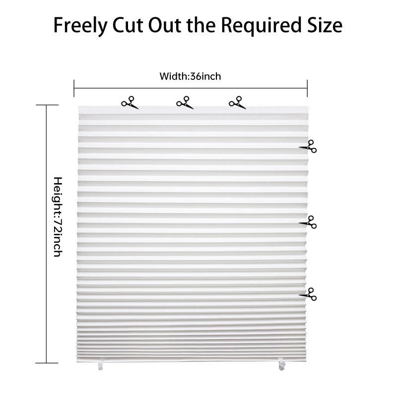 Changshade 6-Pack Temporary Pleated Paper Blinds for Window, Cut to Size Adhesive Paper Shades, Portable Room Darkening Stick on Pleated Blinds, No Drilling and Easy to Install, 36" W x 72" H, White - Image 4