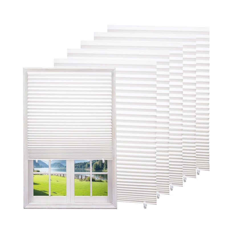Changshade 6-Pack Temporary Pleated Paper Blinds for Window, Cut to Size Adhesive Paper Shades, Portable Room Darkening Stick on Pleated Blinds, No Drilling and Easy to Install, 36" W x 72" H, White - Image 1