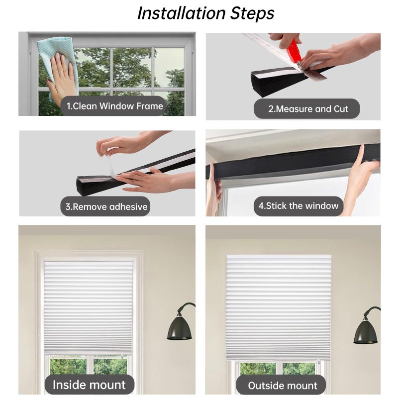 Changshade 6-Pack Temporary Pleated Paper Blinds for Window, Cut to Size Adhesive Paper Shades, Portable Room Darkening Stick on Pleated Blinds, No Drilling and Easy to Install, 36" W x 72" H, White - Image 5