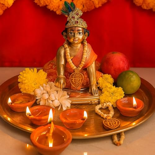 KAUSHEVA Small Tulsi Mala with Radhaji Locket for Laddoo Gopal Set of 2 Mala - Image 4