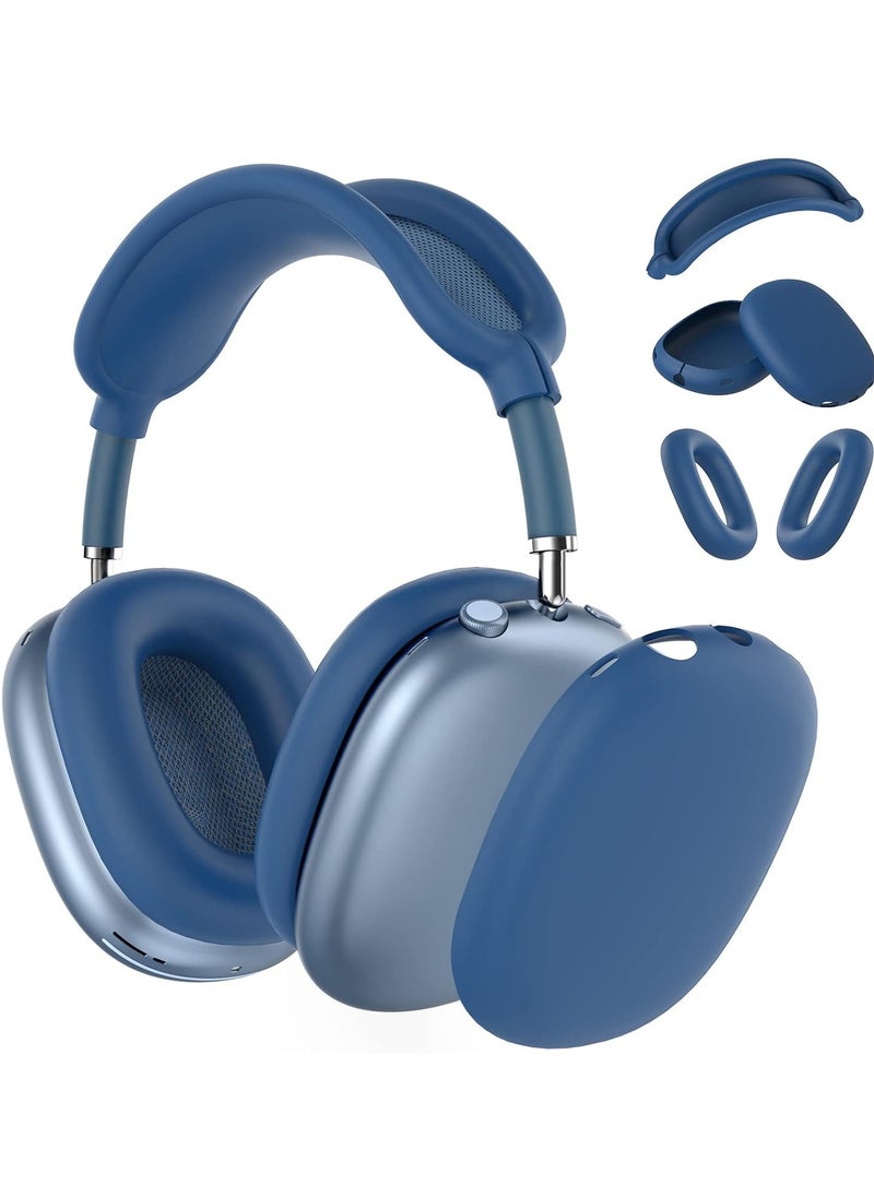 Mmmon - Silicone Case Cover for AirPods Max Headphones,Anti-Scratch Ear Pad Case Cover/Ear Cups Cover/Headband Cover for AirPods Max,Accessories Soft Silicone Skin Protector for Apple AirPods Max(Blue) - Image 1