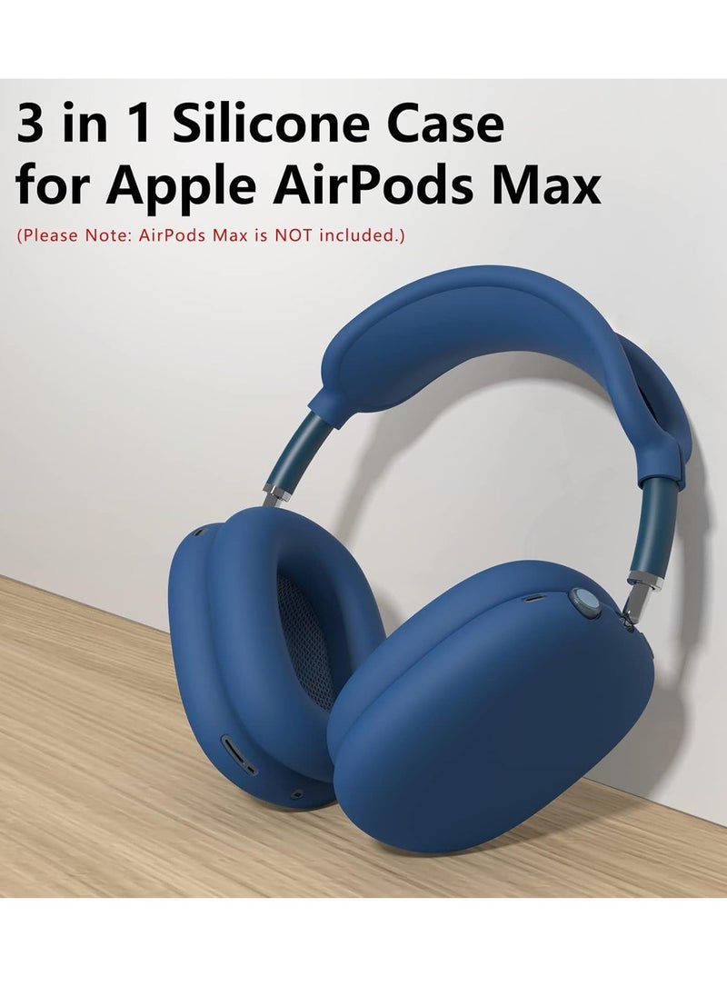 Mmmon - Silicone Case Cover for AirPods Max Headphones,Anti-Scratch Ear Pad Case Cover/Ear Cups Cover/Headband Cover for AirPods Max,Accessories Soft Silicone Skin Protector for Apple AirPods Max(Blue) - Image 1