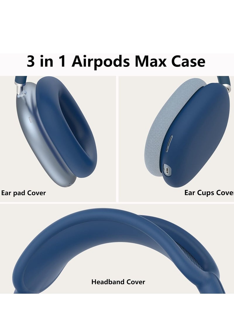 Mmmon - Silicone Case Cover for AirPods Max Headphones,Anti-Scratch Ear Pad Case Cover/Ear Cups Cover/Headband Cover for AirPods Max,Accessories Soft Silicone Skin Protector for Apple AirPods Max(Blue) - Image 1