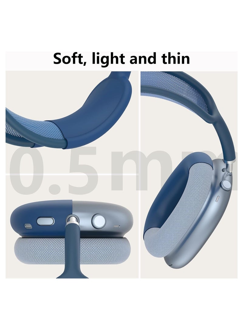 Mmmon - Silicone Case Cover for AirPods Max Headphones,Anti-Scratch Ear Pad Case Cover/Ear Cups Cover/Headband Cover for AirPods Max,Accessories Soft Silicone Skin Protector for Apple AirPods Max(Blue) - Image 1