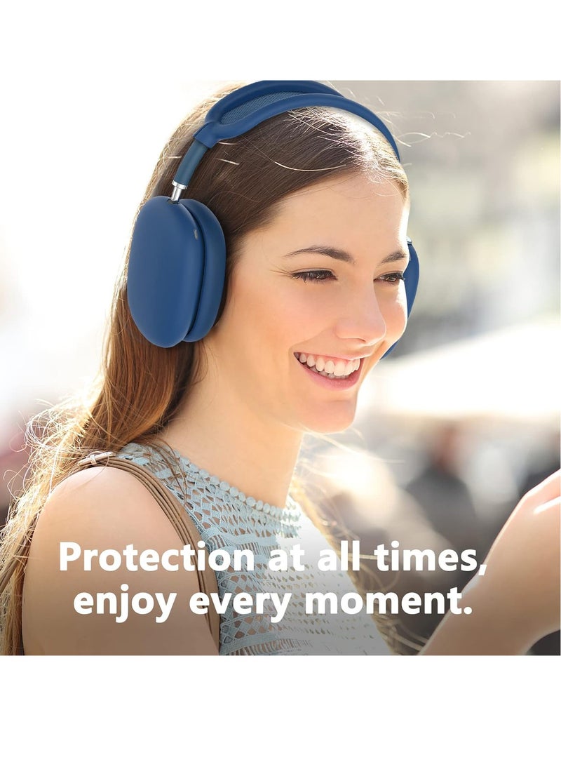 Mmmon - Silicone Case Cover for AirPods Max Headphones,Anti-Scratch Ear Pad Case Cover/Ear Cups Cover/Headband Cover for AirPods Max,Accessories Soft Silicone Skin Protector for Apple AirPods Max(Blue) - Image 1