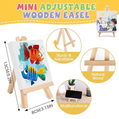 ESRICH 12 Set Mini Acrylic Paint Kit,Minis Stretched Canvas with Easel,Acrylic Paint Strips,Palettes,Painting Brushes, Mini Canvas and Easel Set for Kids Artists Beginner,Gift - Image 5