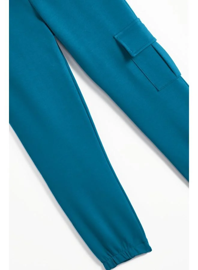 جون June Little Boy Cargo Pocket Sweatpant Teal