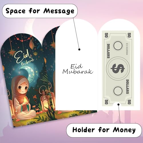 JULMELON 36 Pcs Eid Mubarak Money Envelopes Ramadan Mubarak Money Envelopes Muslim Eid Mubarak Gifts Ramadan Gifts Eid Money Wallets for Cash - Image 3