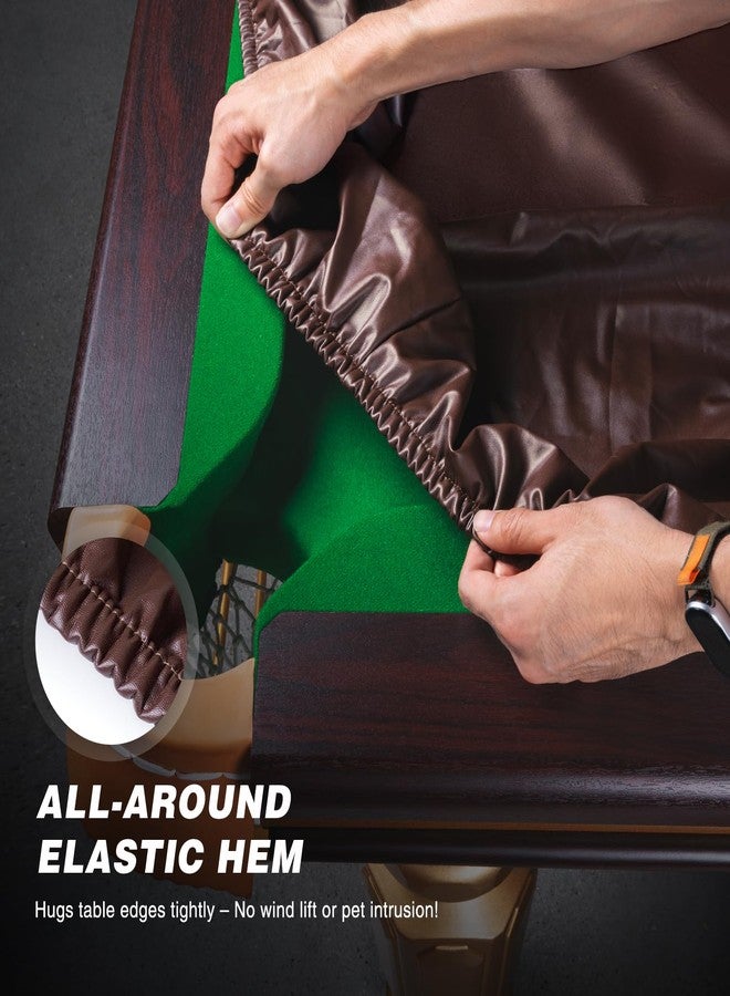 LOCKCUE Leather Pool Table Cover with Plush Lining, Elastic Edged Billiard Table Cover, Fitted for 8FT Pool Table (Indoor Use, Coffee Brown) - Image 5