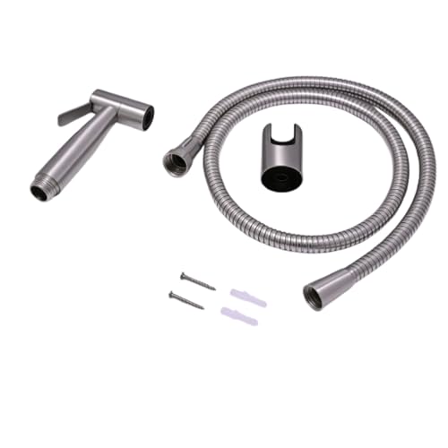 Prem's SUS304 Health Faucet Stainless Steel Heavy Duty Health Faucet flush gun with 1.2m Ultra Flexible Hose and Wall Hook (Silver) for Toilet | toilet Jet Spray gun with pipe | Hand faucet for toilet - Image 2