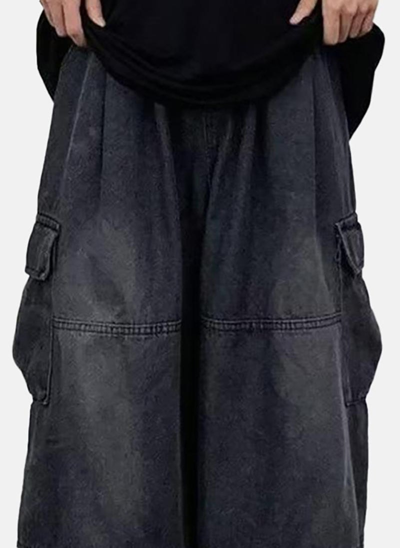 يونيكي Black Solid Low Rise Relaxed Wide Leg Jeans - Image 3