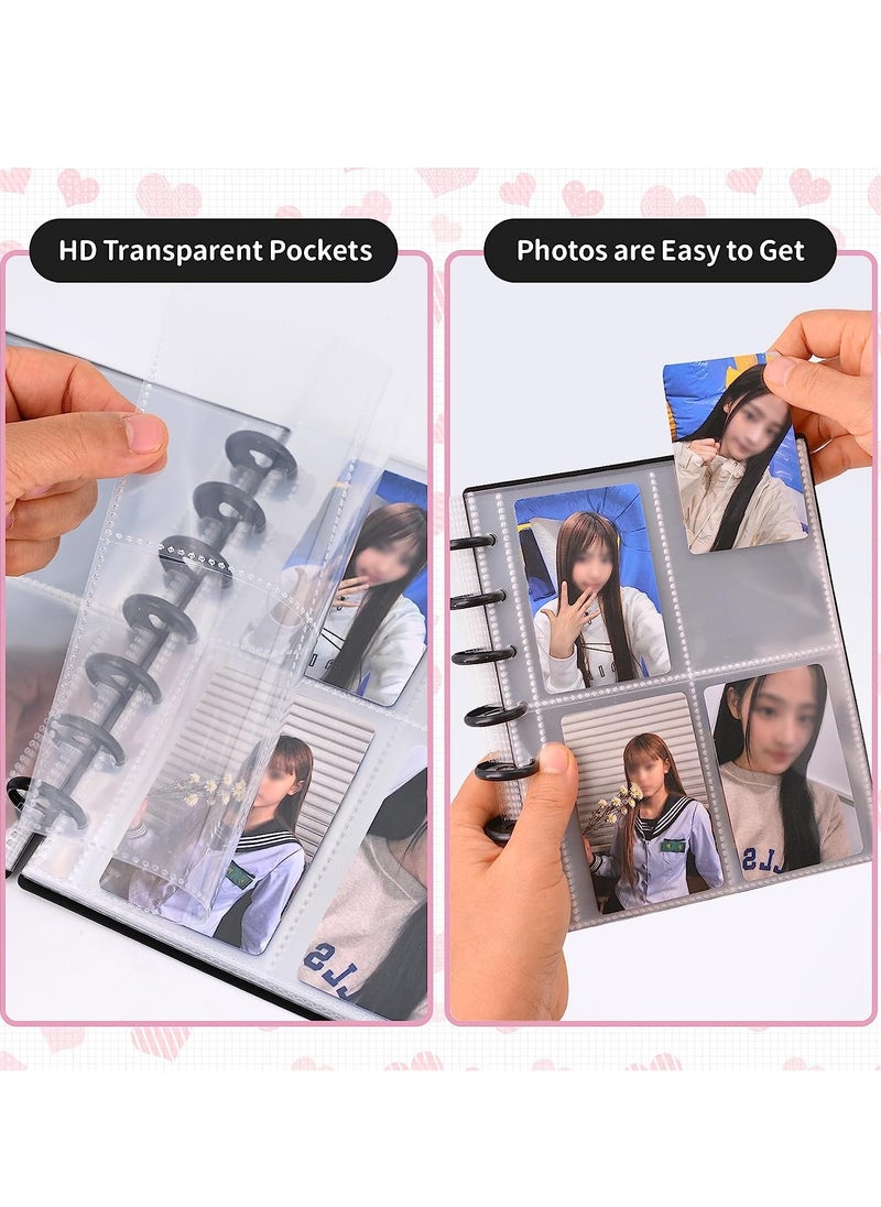Mmmon Photocard Binder with 30Pcs Inner Pages 3 Inch Photocard Holder Book Sleeves A5 Card DIY Collector  Polaroid Photo Album,Black  - Image 3