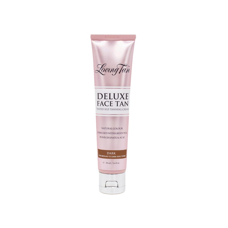 Loving Tan Deluxe Face Self Tanner, Dark - Streak Free, Natural, Professional Quality Sunless Tanning - 10+ Face Self Tanner Applications per Bottle, Cruelty Free, Naturally Derived DHA - 1.6 Fl Oz - Image 1